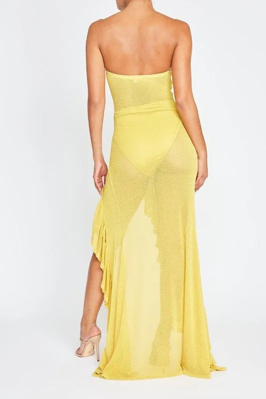 Metallic Open Knit Maxi Dress