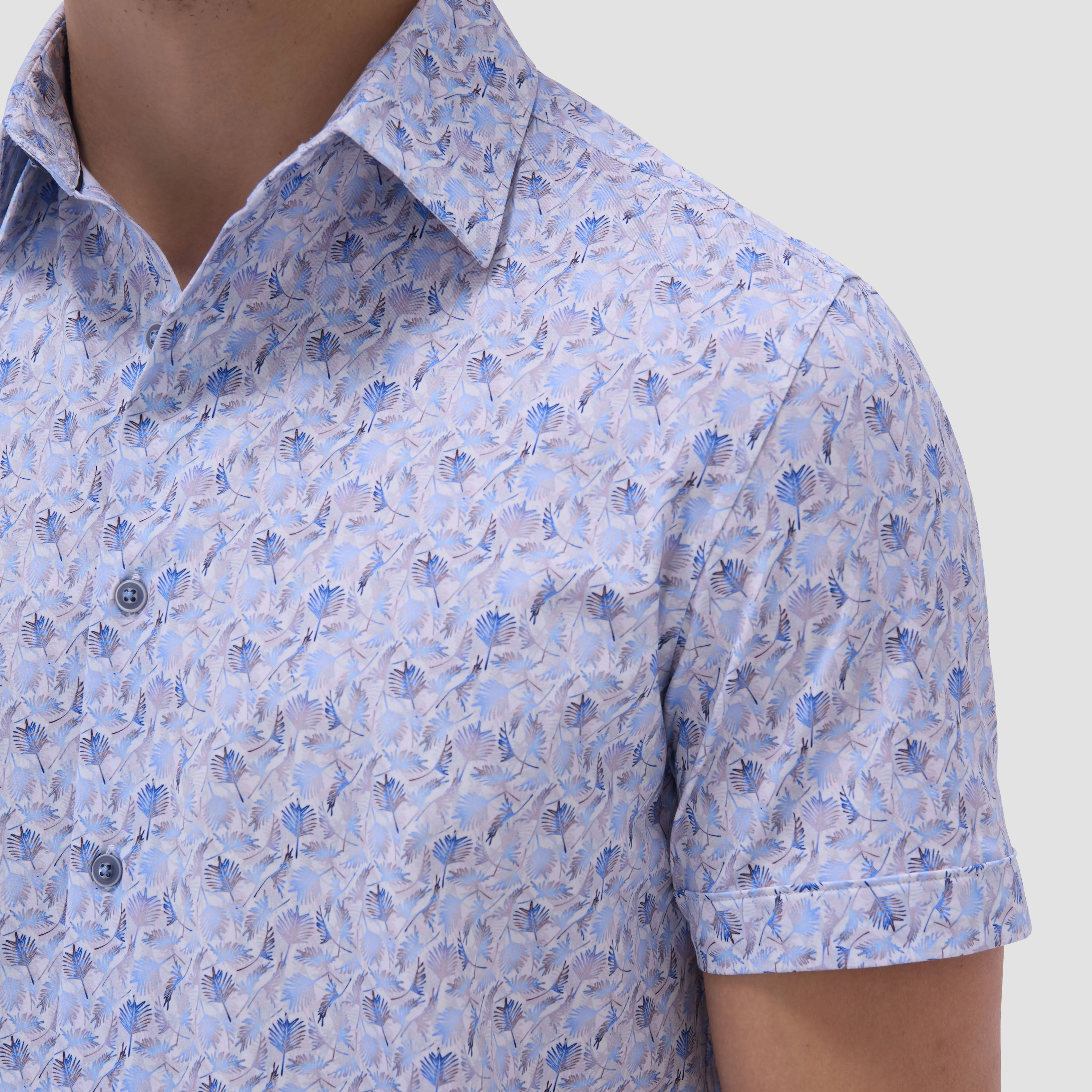 Miles Leaf Print OoohCotton Short -Sleeve Shirt