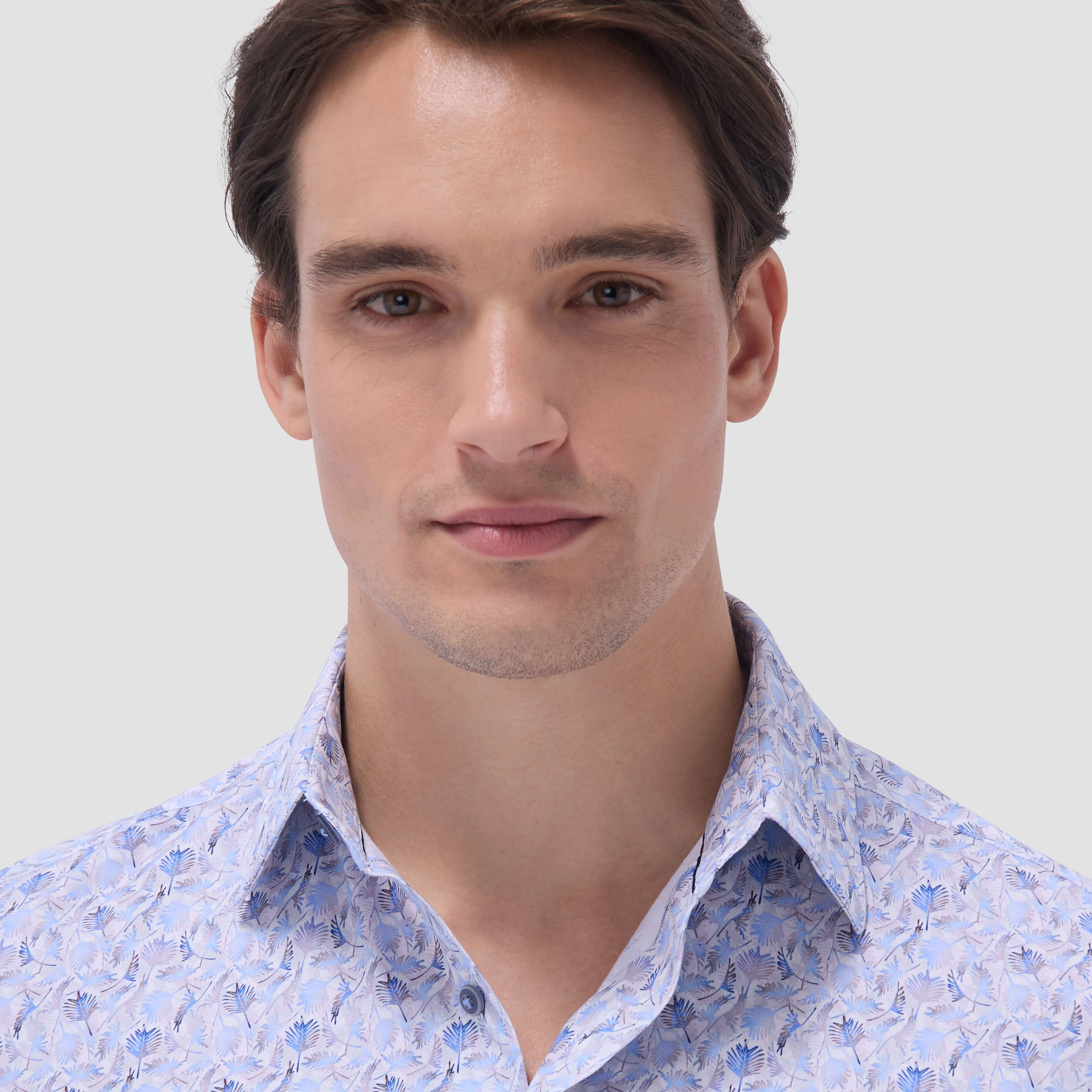 Miles Leaf Print OoohCotton Short -Sleeve Shirt