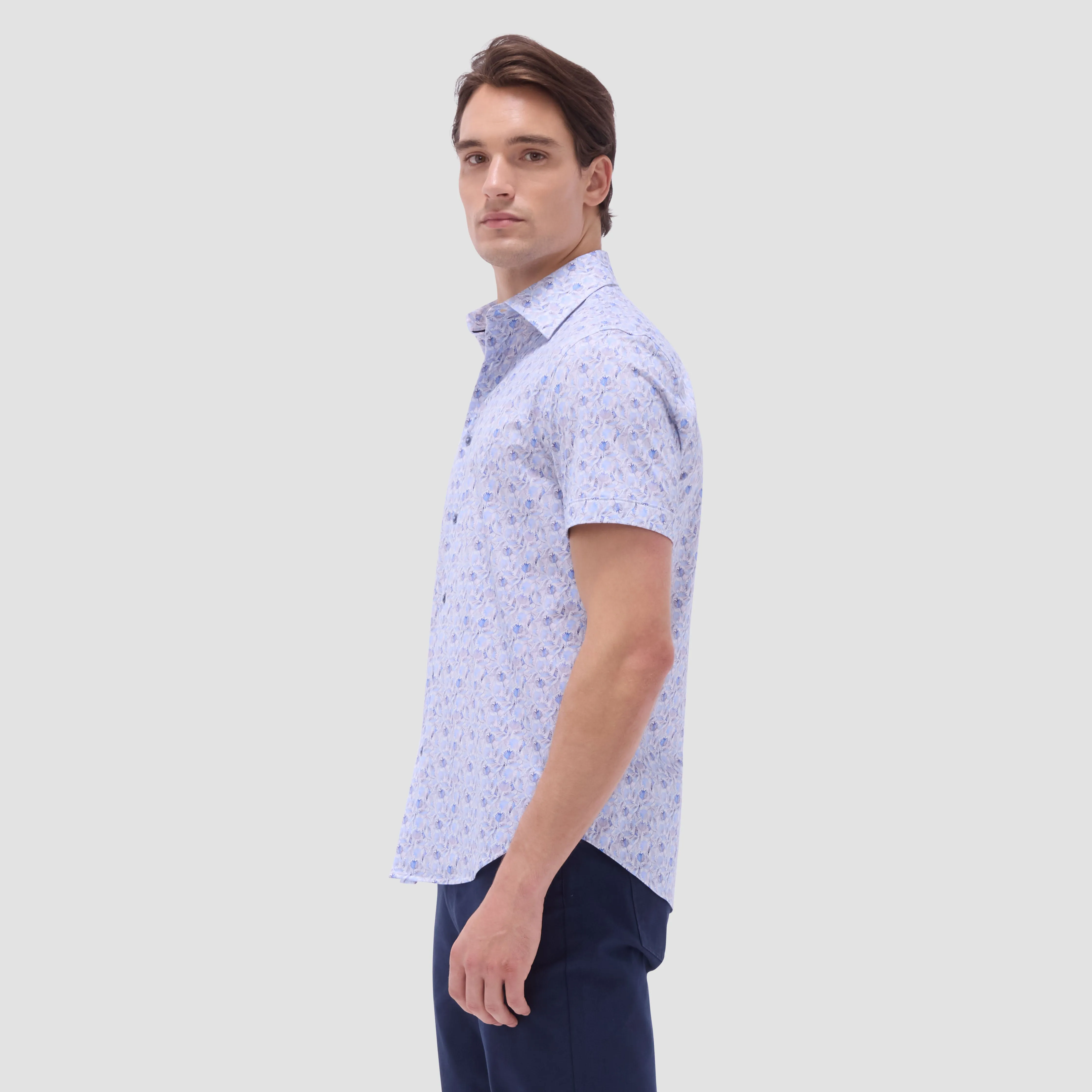 Miles Leaf Print OoohCotton Short -Sleeve Shirt