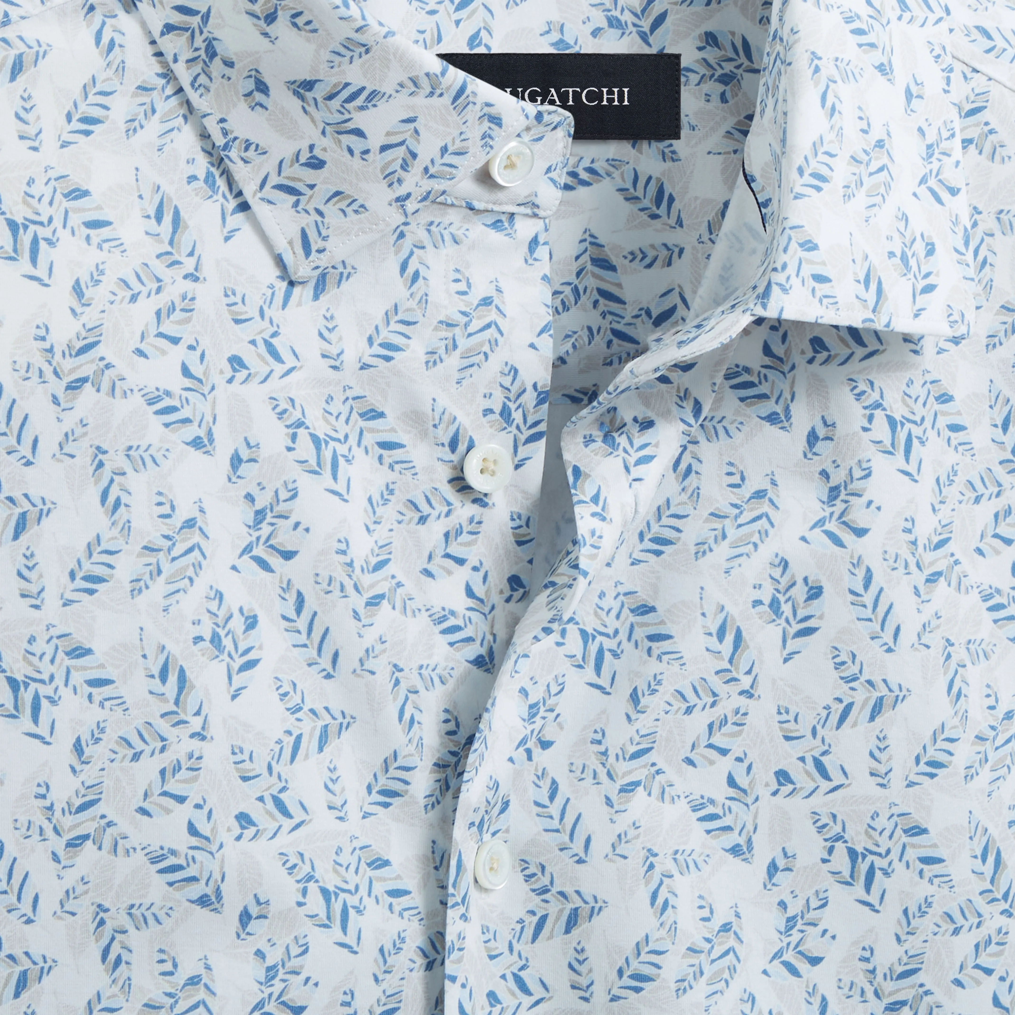 Miles Leaf Print OoohCotton Short Sleeve Shirt