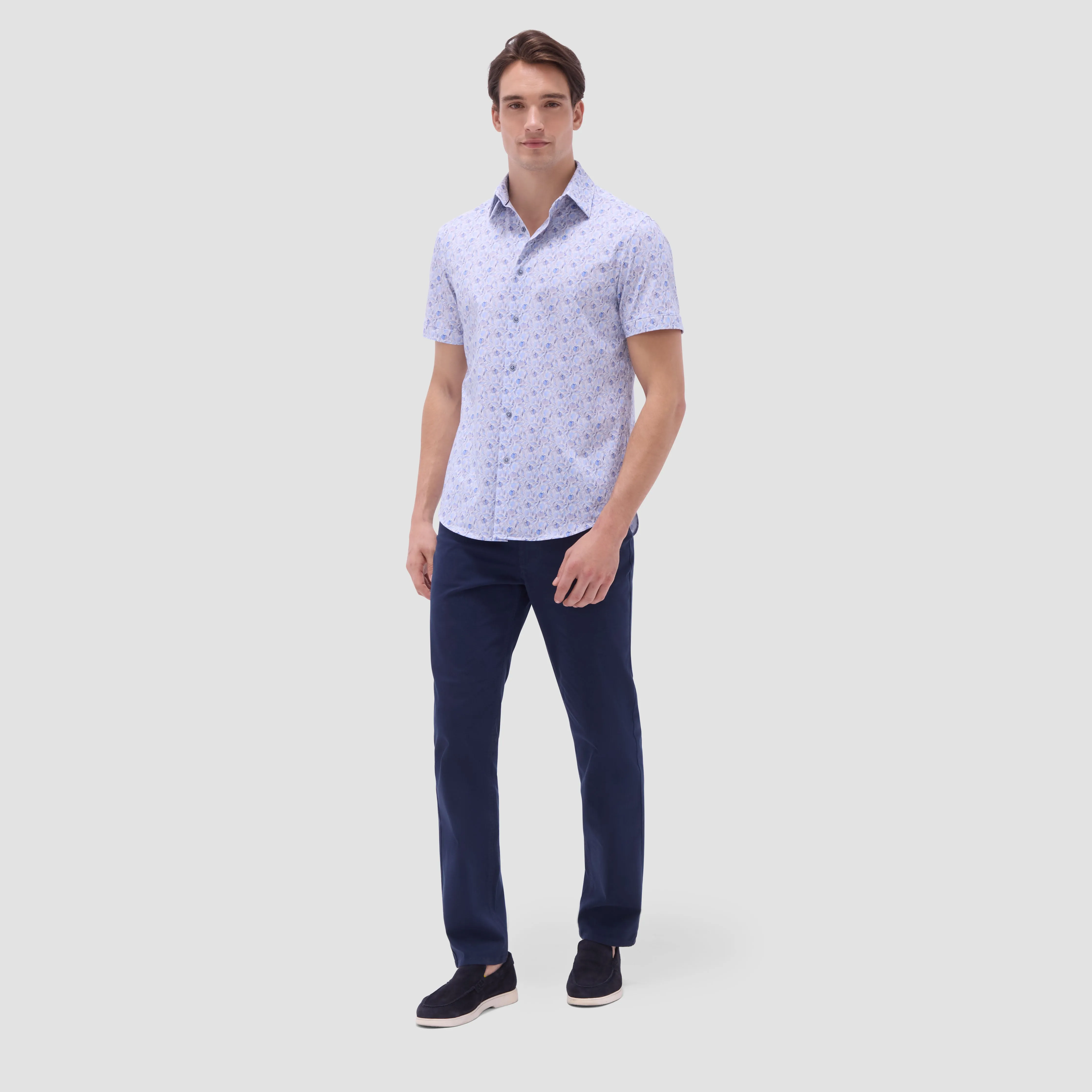 Miles Leaf Print OoohCotton Short -Sleeve Shirt