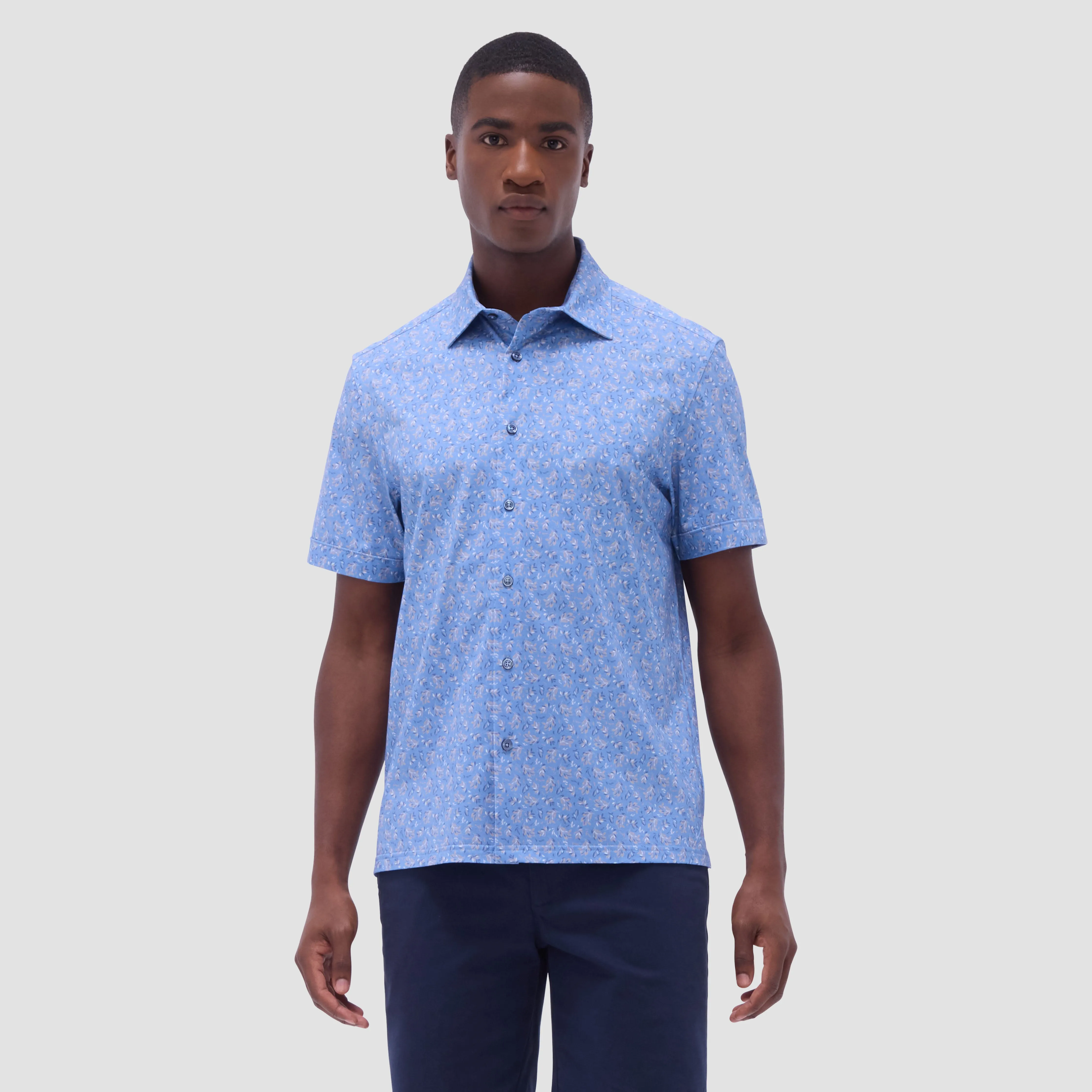 Milo Leaf Print OoohCotton Short-Sleeve Shirt