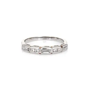 Mixed Cut Diamond Band Sz 5.75 Vintage Platinum Wedding Ring Estate Jewelry