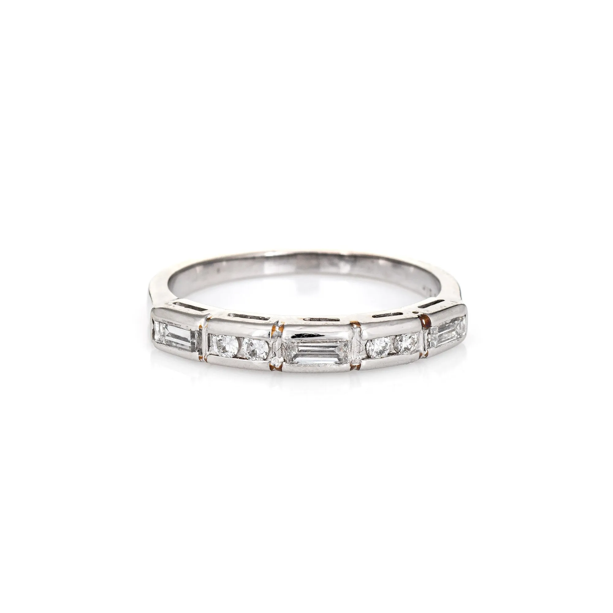 Mixed Cut Diamond Band Sz 5.75 Vintage Platinum Wedding Ring Estate Jewelry