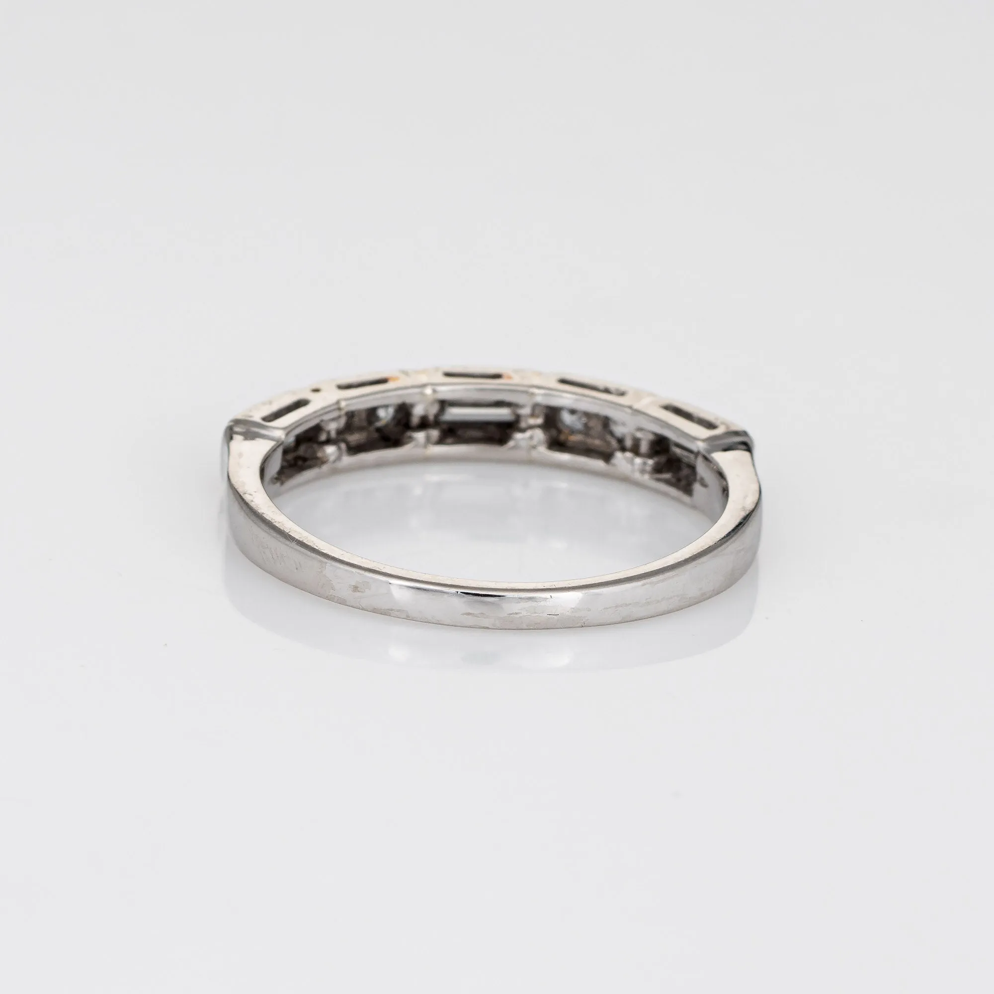 Mixed Cut Diamond Band Sz 5.75 Vintage Platinum Wedding Ring Estate Jewelry