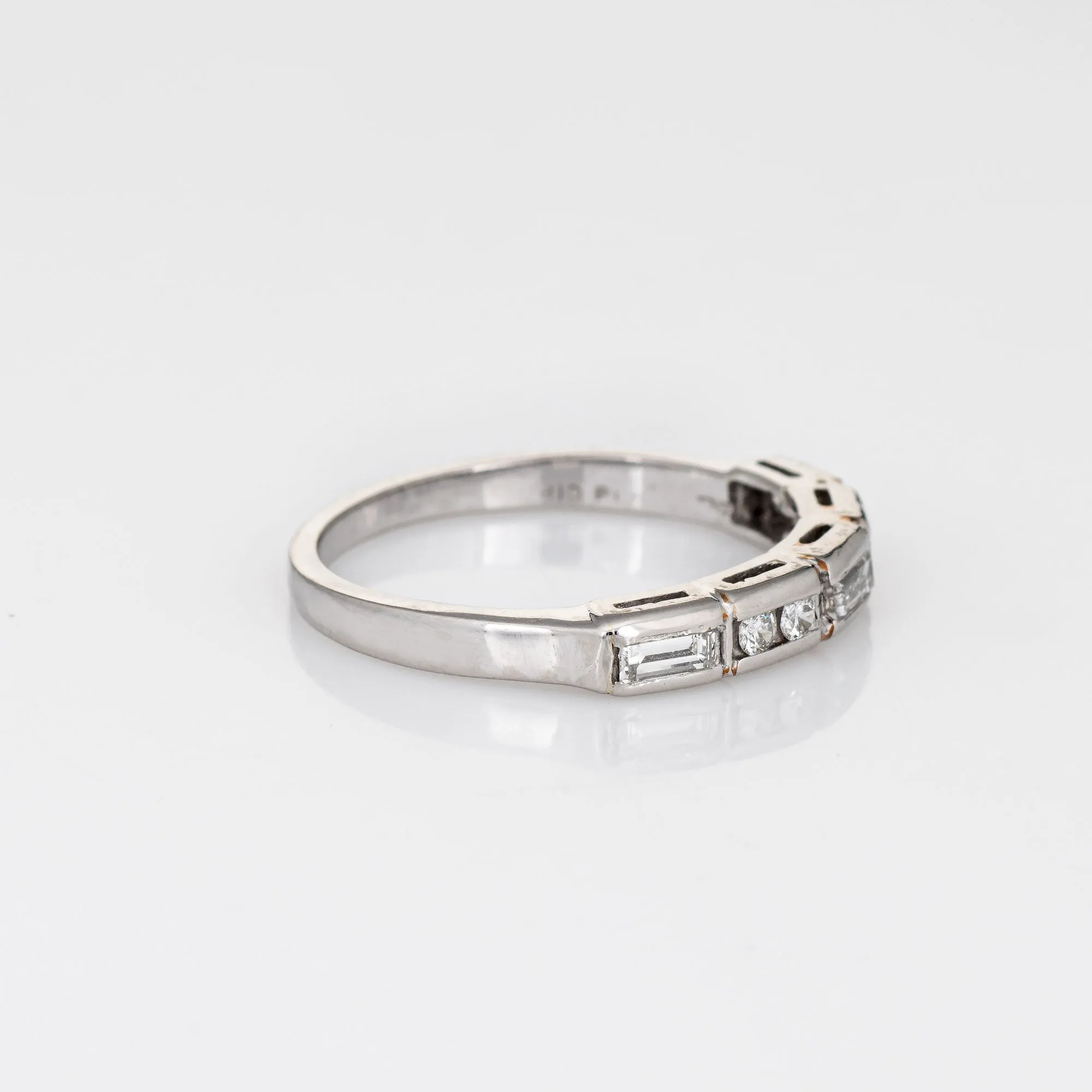 Mixed Cut Diamond Band Sz 5.75 Vintage Platinum Wedding Ring Estate Jewelry
