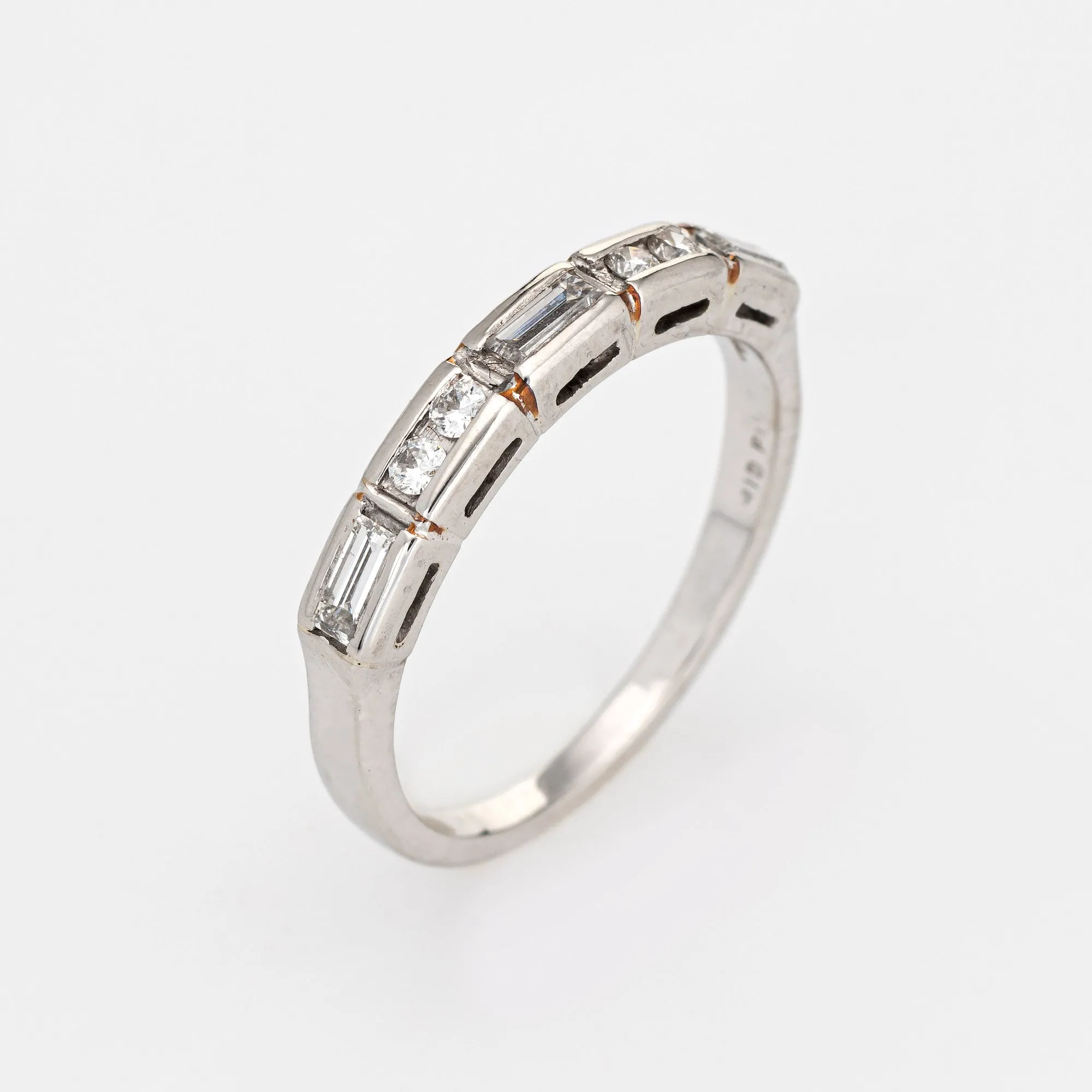 Mixed Cut Diamond Band Sz 5.75 Vintage Platinum Wedding Ring Estate Jewelry