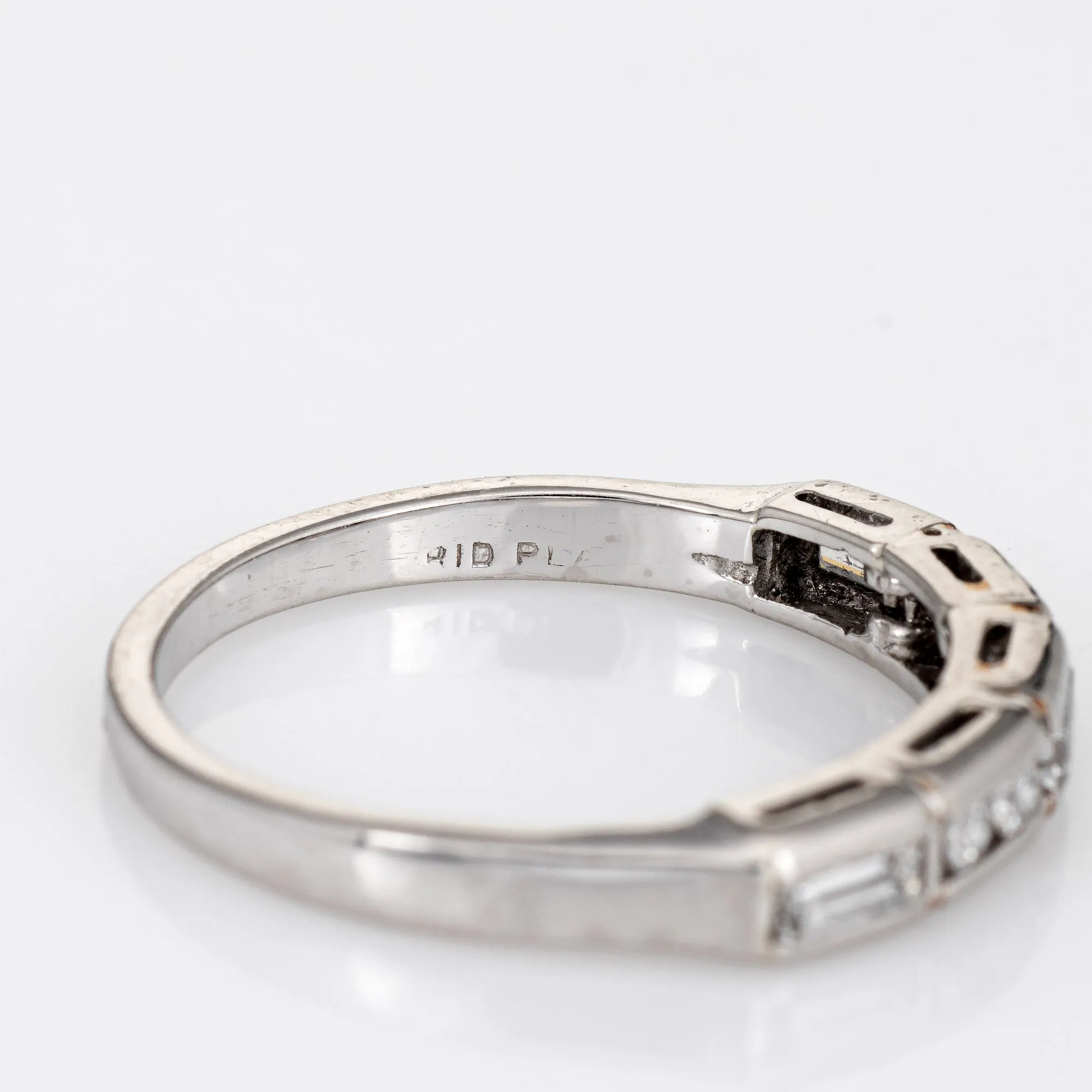 Mixed Cut Diamond Band Sz 5.75 Vintage Platinum Wedding Ring Estate Jewelry
