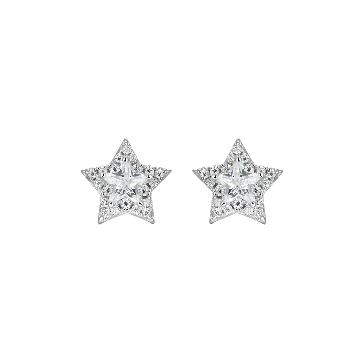 Moissanite Halo Star Stud Earring - Single