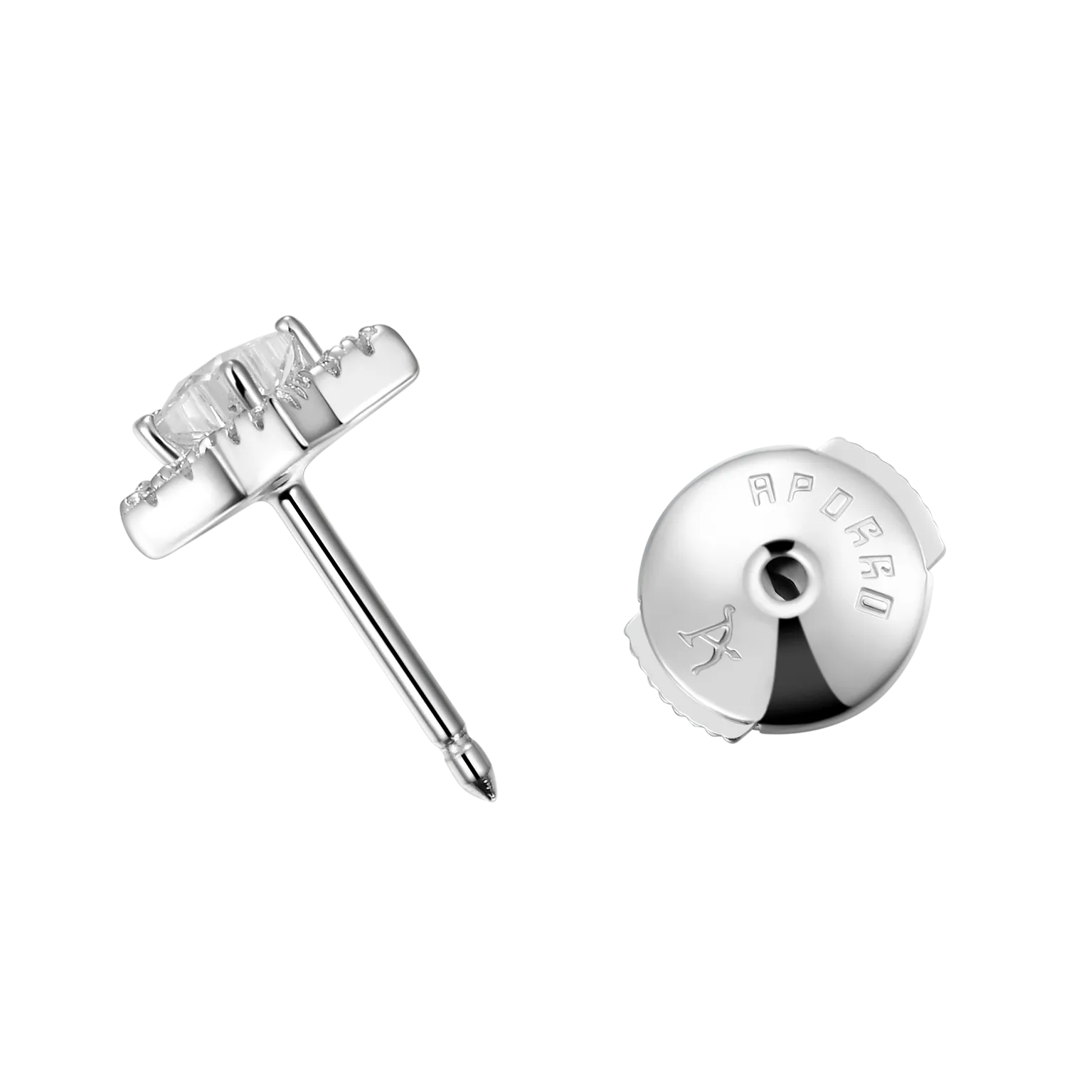 Moissanite Halo Star Stud Earring - Single