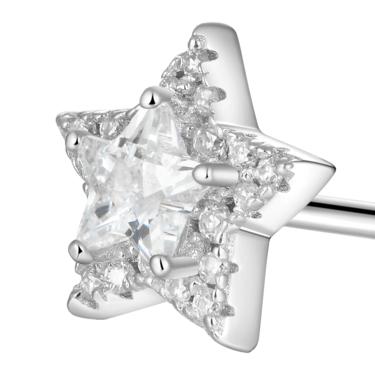 Moissanite Halo Star Stud Earring - Single