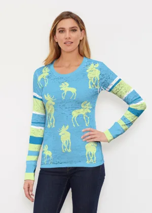Moose Sky Blue (2781) ~ Thermal Long Sleeve Crew Shirt