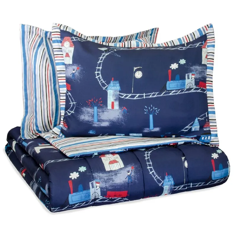New in package! Waverly Kids Kids All Aboard Reversible Comforter Set, Fun, whimsical and super cozy. Great for any train lover. TWIN! Retails $140 
