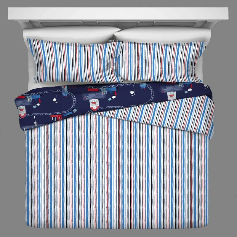 New in package! Waverly Kids Kids All Aboard Reversible Comforter Set, Fun, whimsical and super cozy. Great for any train lover. TWIN! Retails $140 