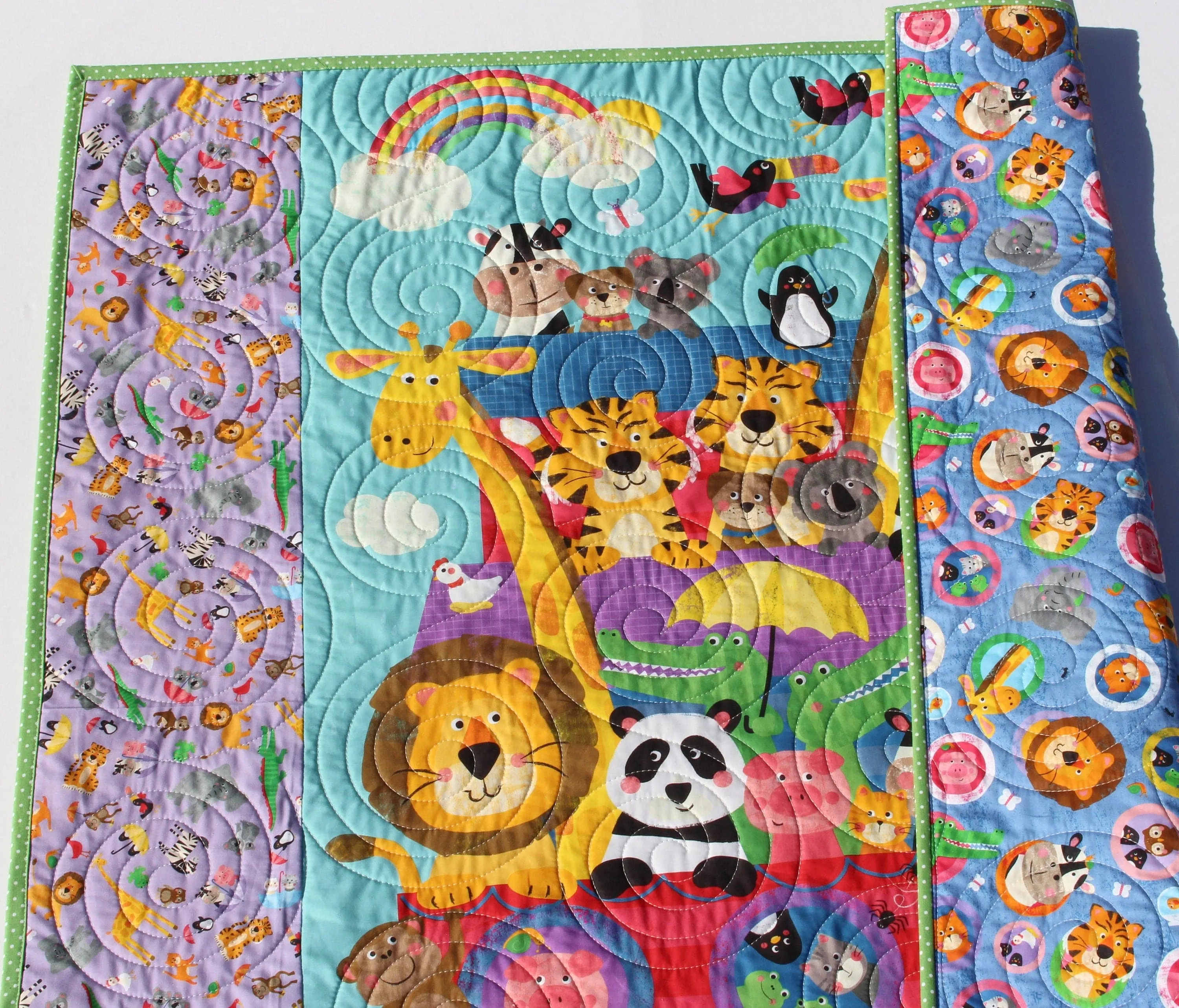 Noah's Ark Quilt Kit, Biblical Bedding, Baptism Fabrics Two by Two Boy or Girl, Animals Quilt Kit, Panel Beginner Kit DIY Project Easy Idea