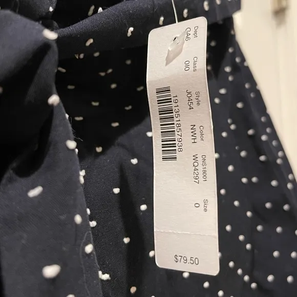 NWT J. Crew Navy Blue Tie Waist White Clipdot Shorts