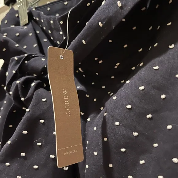 NWT J. Crew Navy Blue Tie Waist White Clipdot Shorts