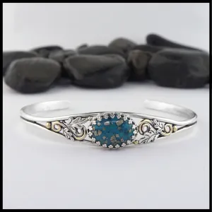 Oak Leaf Cuff Bracelet with Turquoise