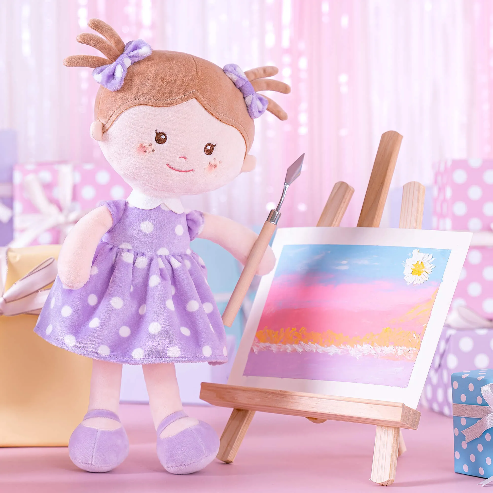 Onetoo 13-inch Baby Doll Girl Gifts Polka Dot Series Dolls Purple