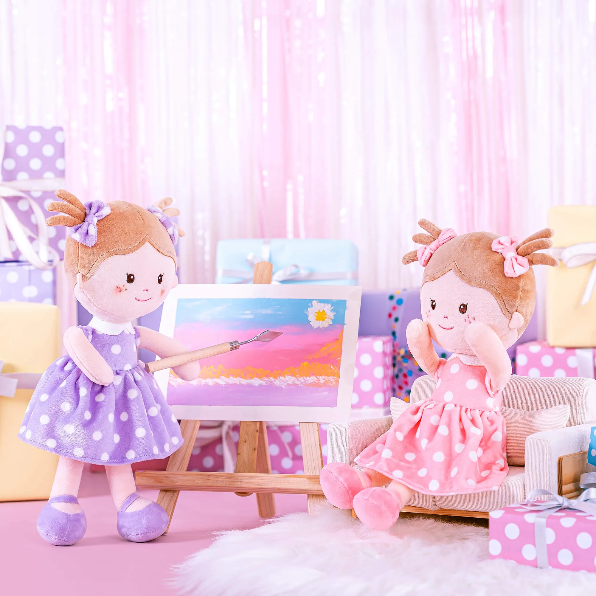 Onetoo 13-inch Baby Doll Girl Gifts Polka Dot Series Dolls Purple