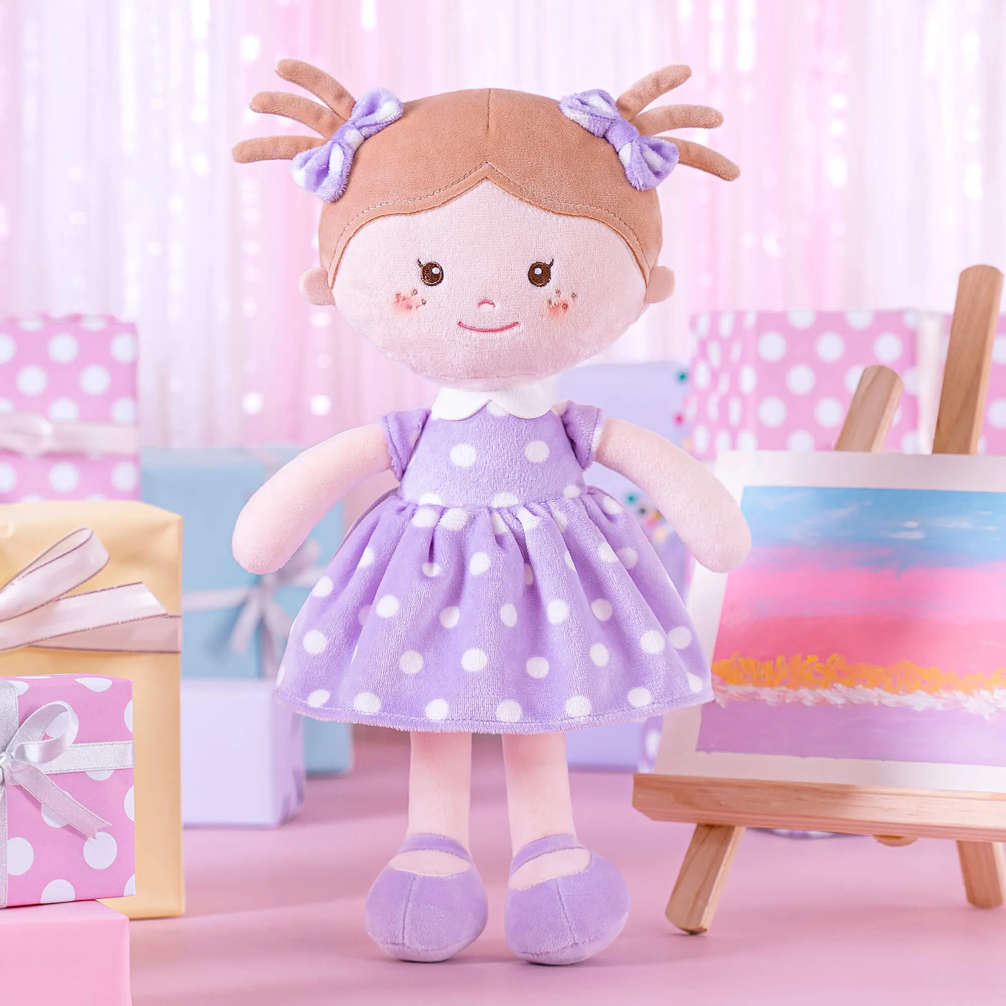Onetoo 13-inch Baby Doll Girl Gifts Polka Dot Series Dolls Purple