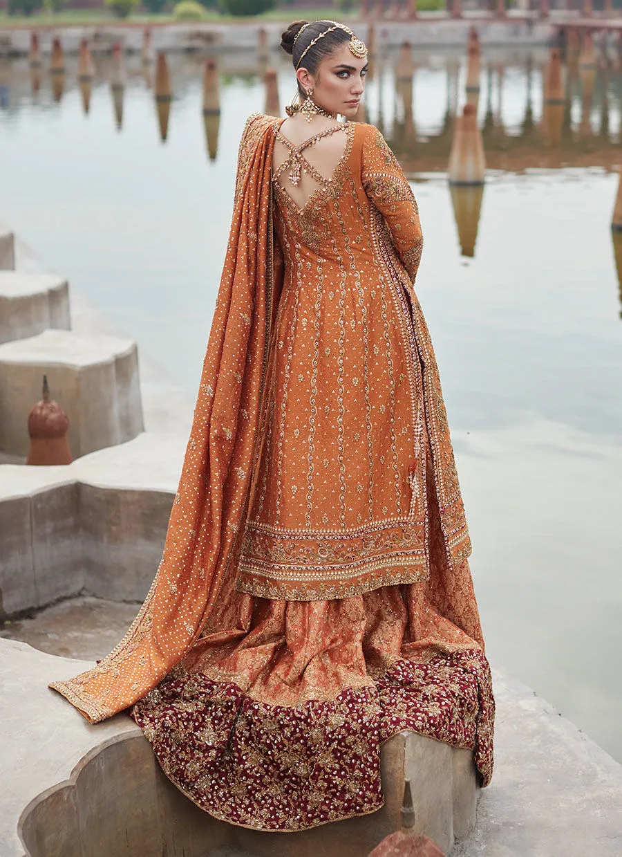 Orange Lehenga Designs Dress for Pakistani Bridal Wear