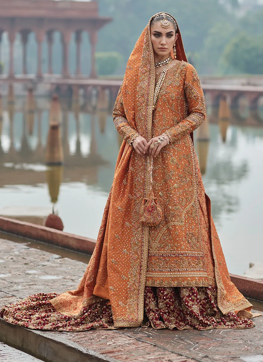 Orange Lehenga Designs Dress for Pakistani Bridal Wear