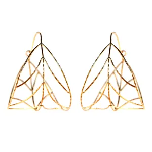 Organic Gold Leaf Hoop Earrings