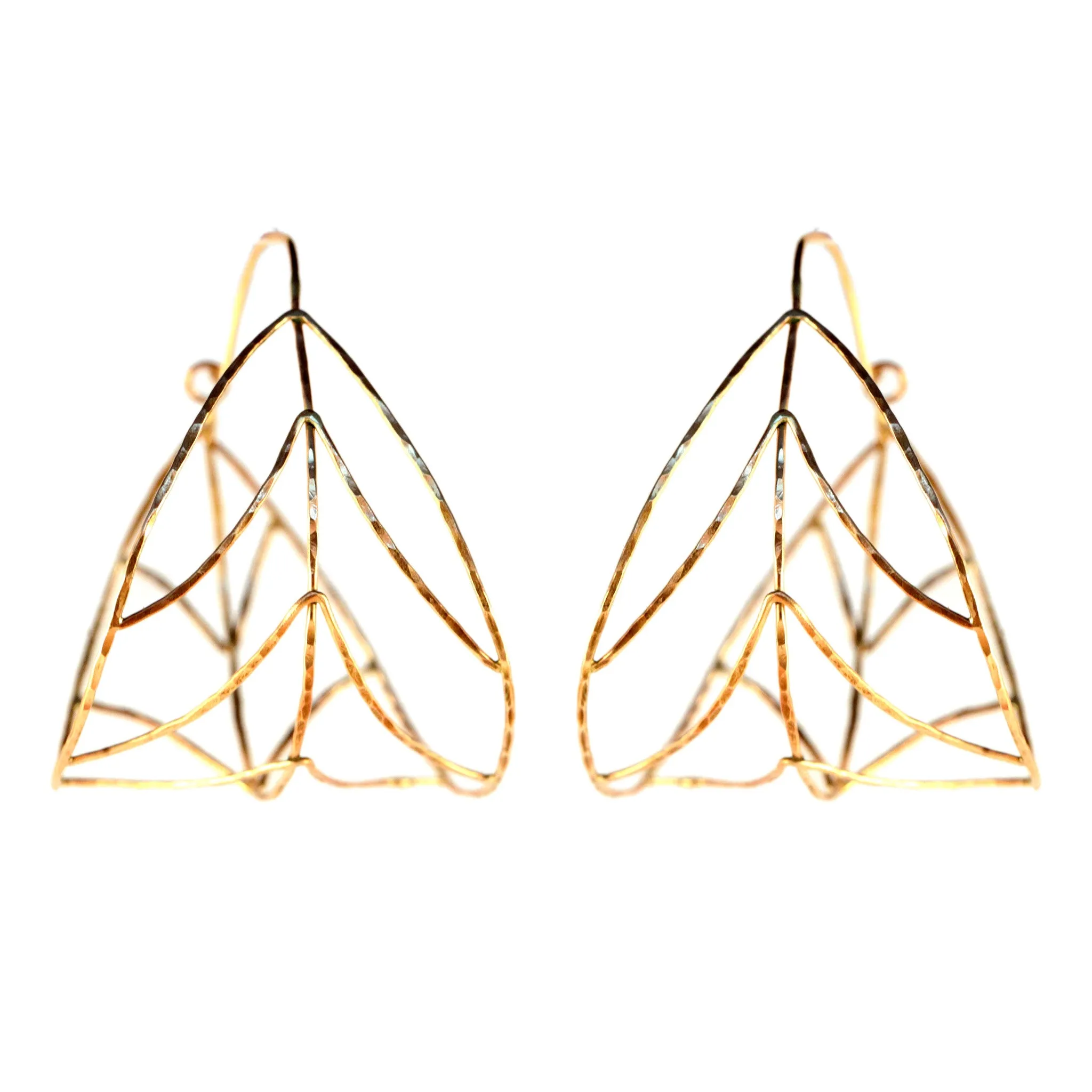 Organic Gold Leaf Hoop Earrings