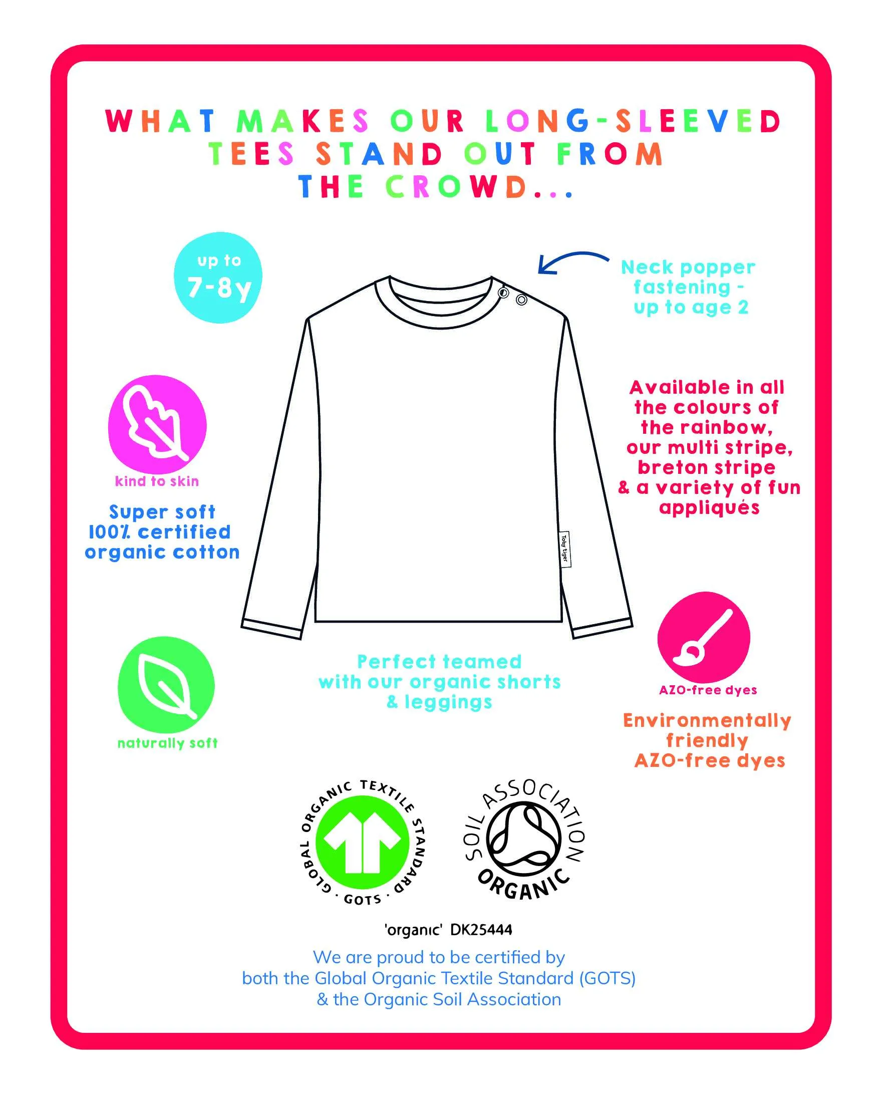 Organic Striped Daisy Applique Long-Sleeved T-Shirt
