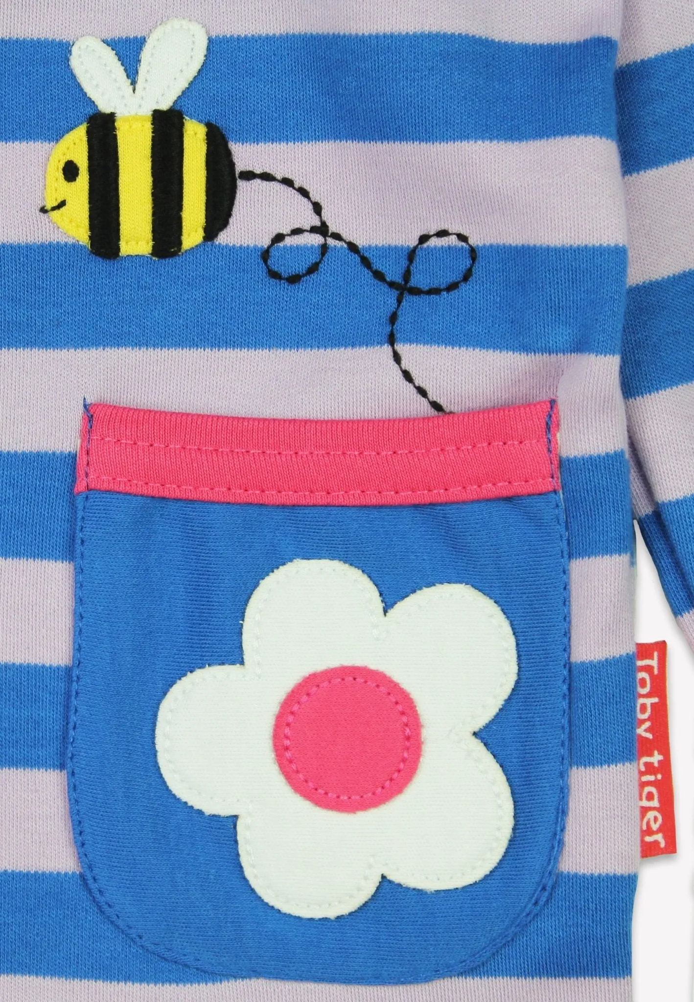 Organic Striped Daisy Applique Long-Sleeved T-Shirt