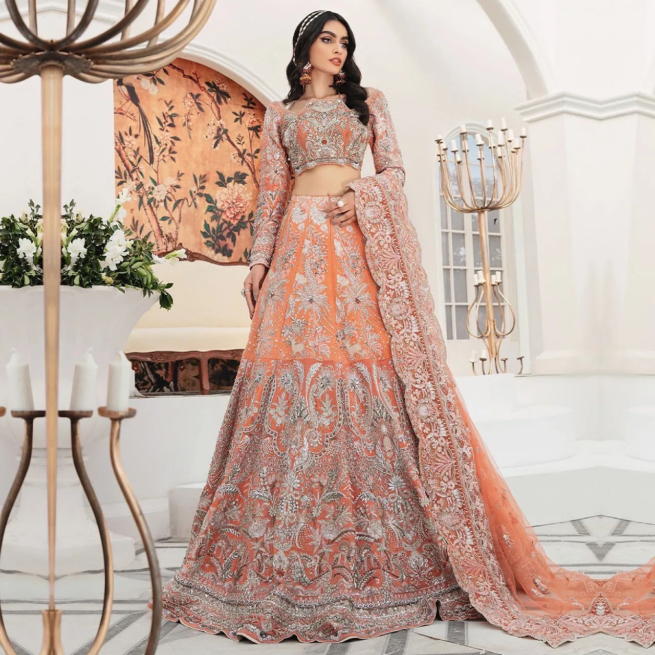 Pakistani Bridal Dress in Lehenga Choli Dupatta Style