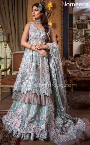 Pakistani Bridal Dress in Lehenga Frock Design #BS533