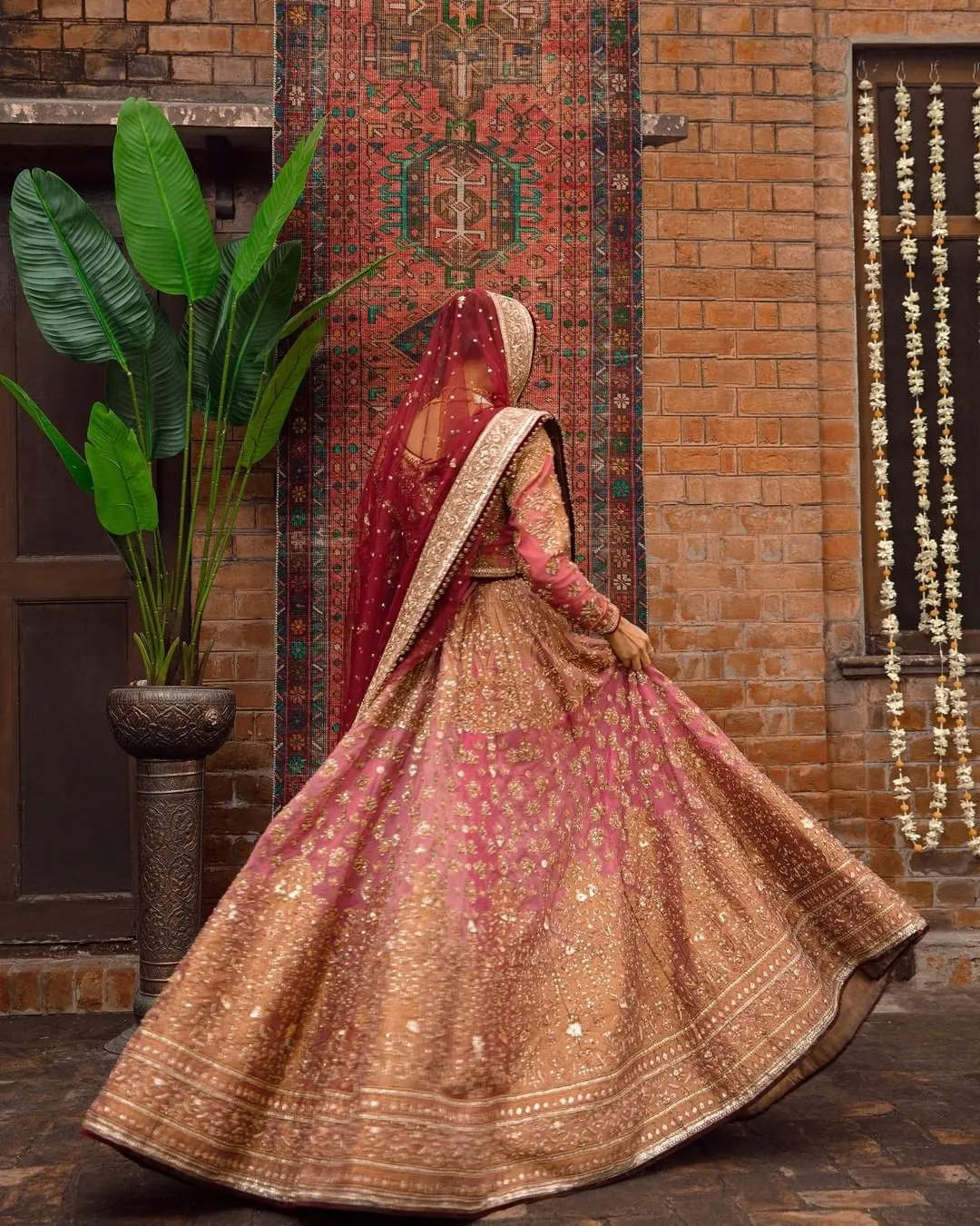 Pakistani Bridal Embellished Lehenga Choli Dupatta