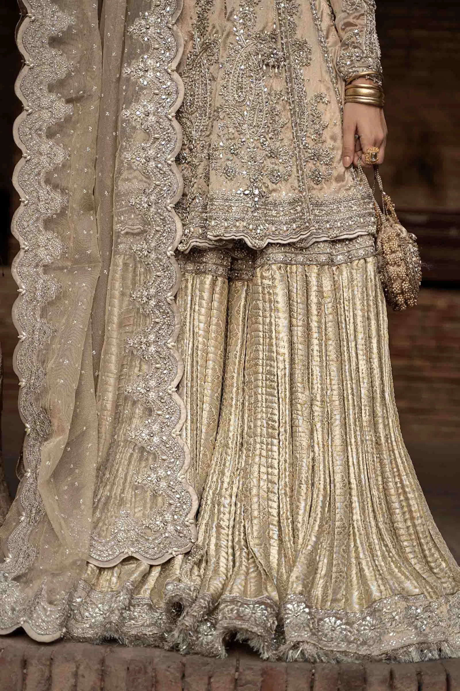 Pakistani Bridal Outfit in Angrakha and Gharara Style