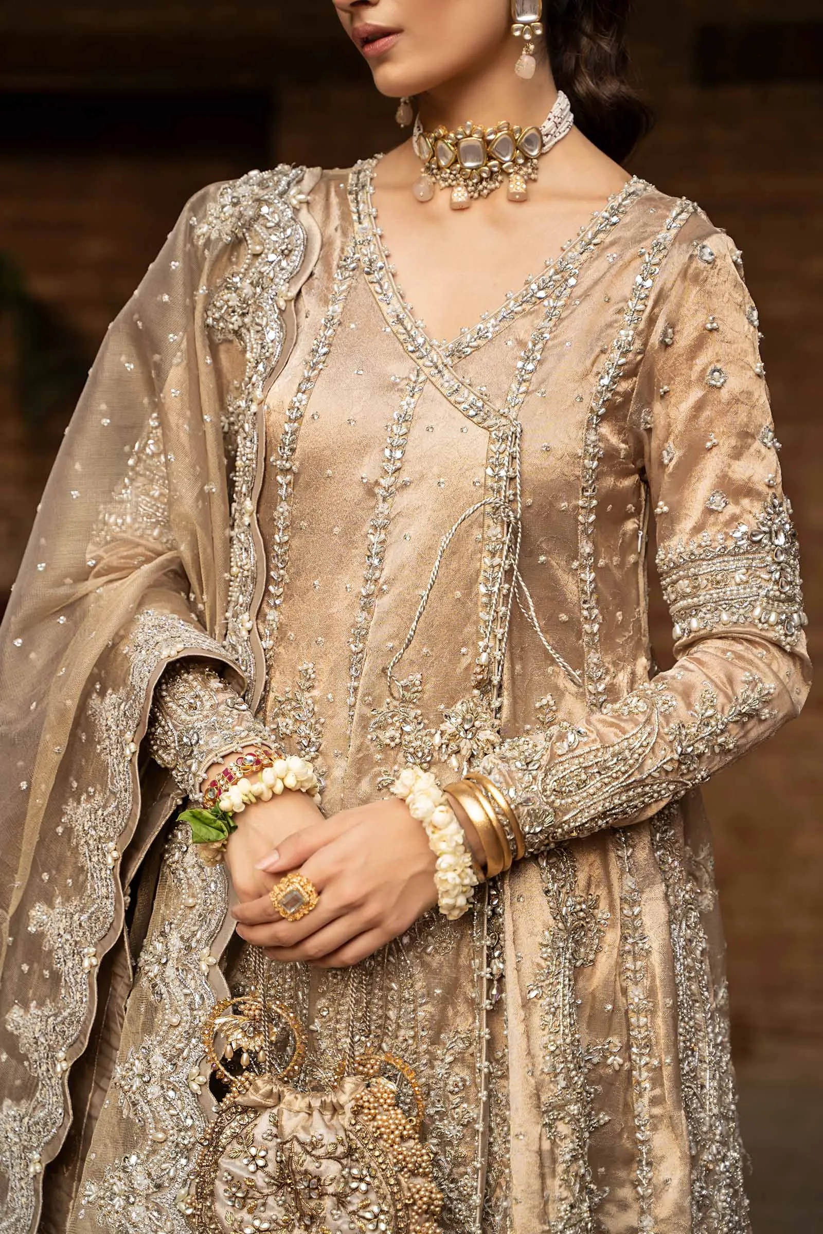 Pakistani Bridal Outfit in Angrakha and Gharara Style