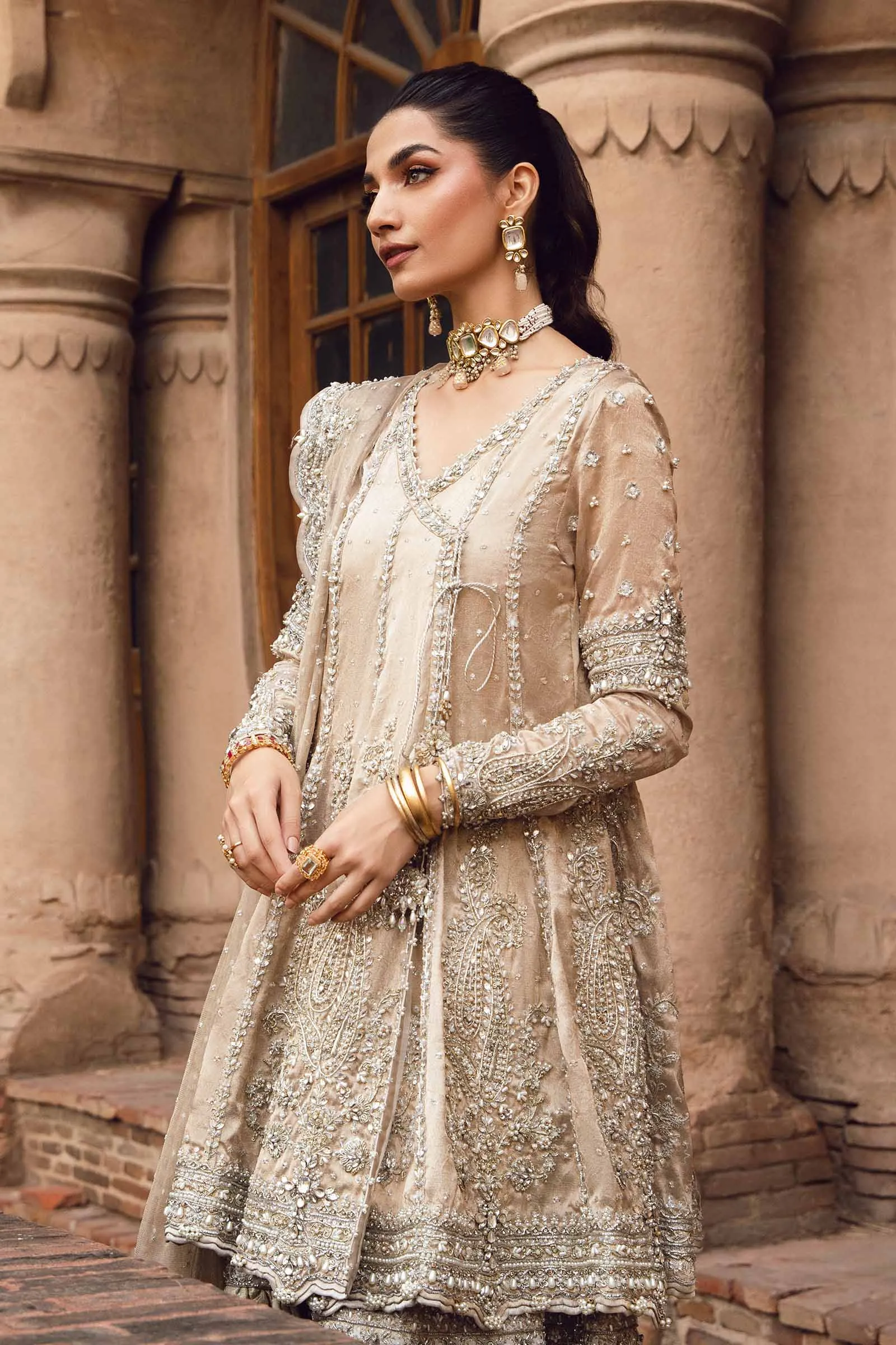 Pakistani Bridal Outfit in Angrakha and Gharara Style