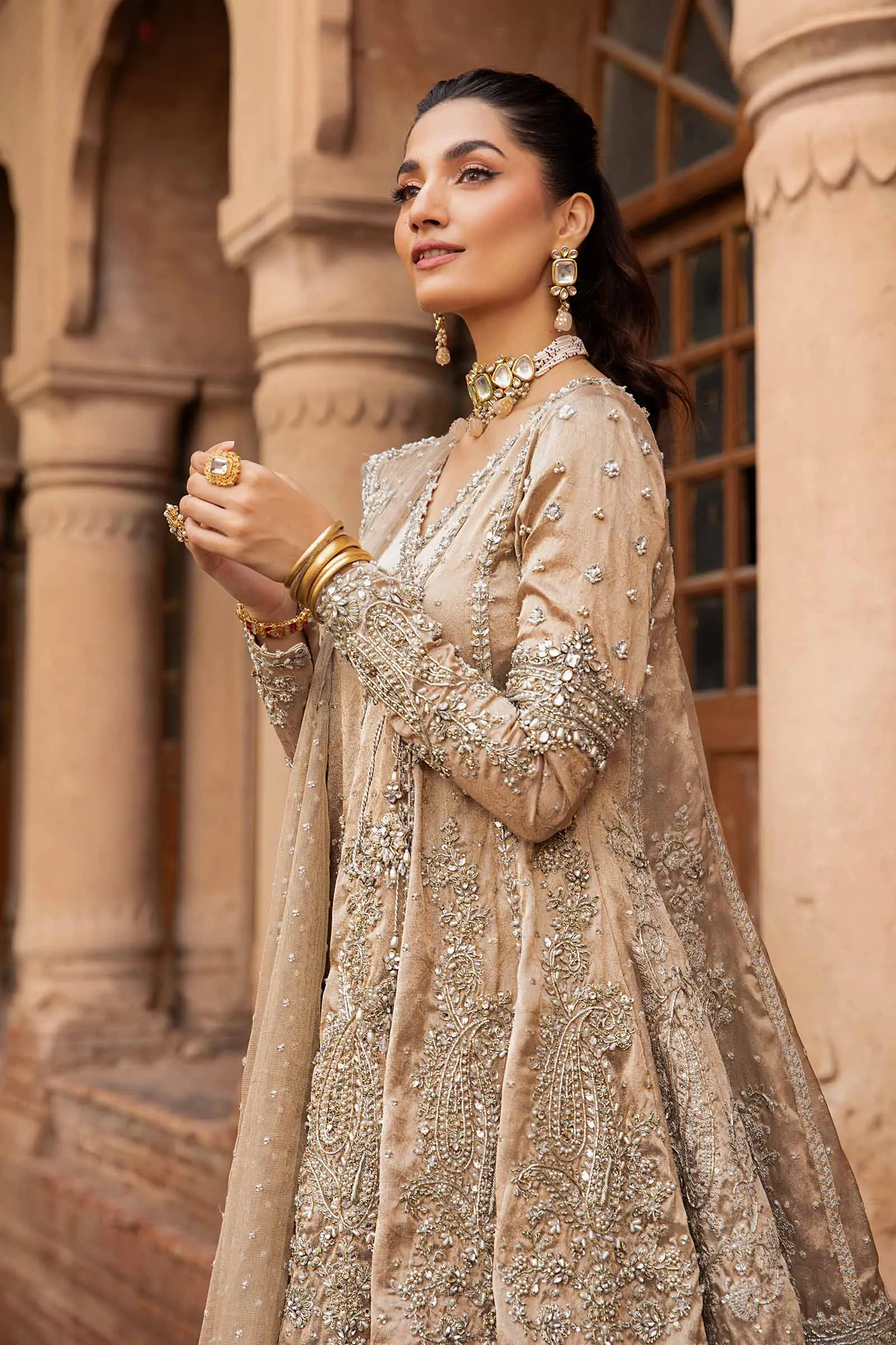 Pakistani Bridal Outfit in Angrakha and Gharara Style
