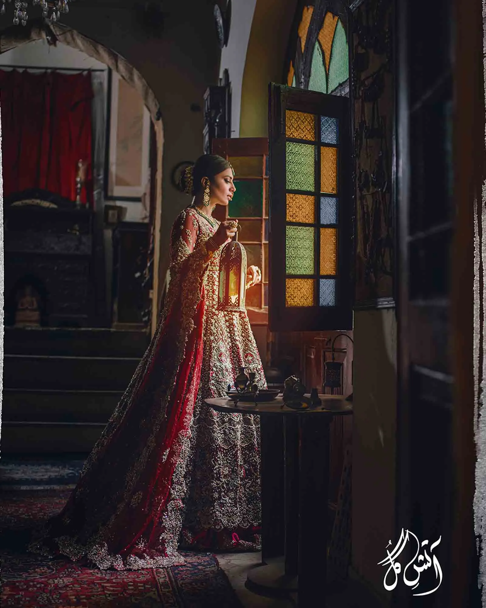 Pakistani Heavy Bridal Lehenga with Red Gown #BN899