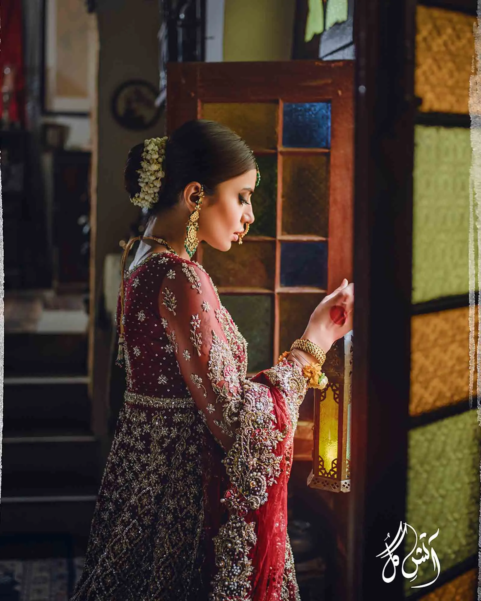 Pakistani Heavy Bridal Lehenga with Red Gown #BN899