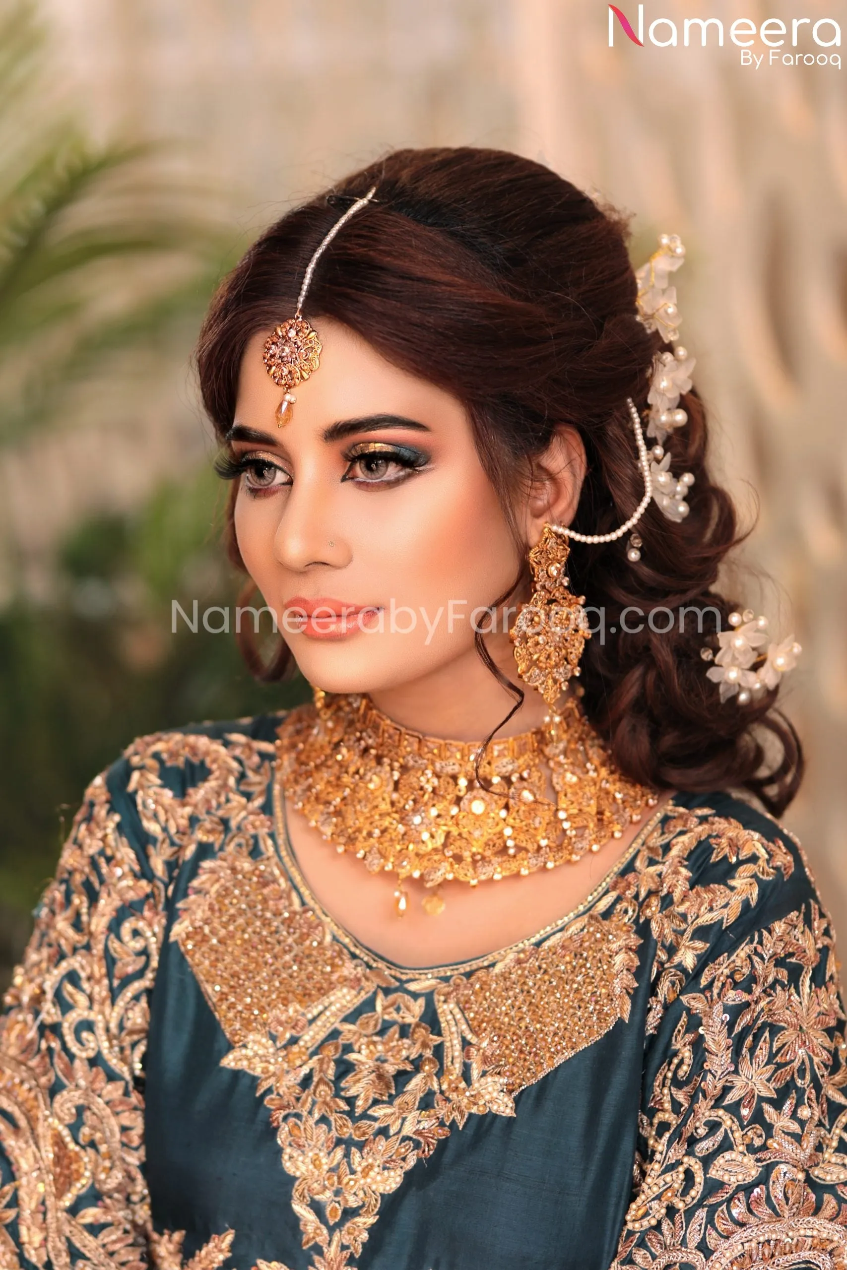 Pakistani Raw Silk Blue Bridal Lehenga Dress #BS604