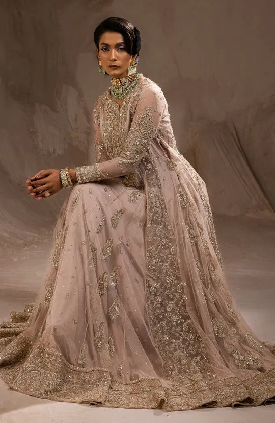 Pakistani Wedding Dress in Pink Pishwas Frock Style