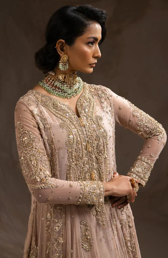 Pakistani Wedding Dress in Pink Pishwas Frock Style