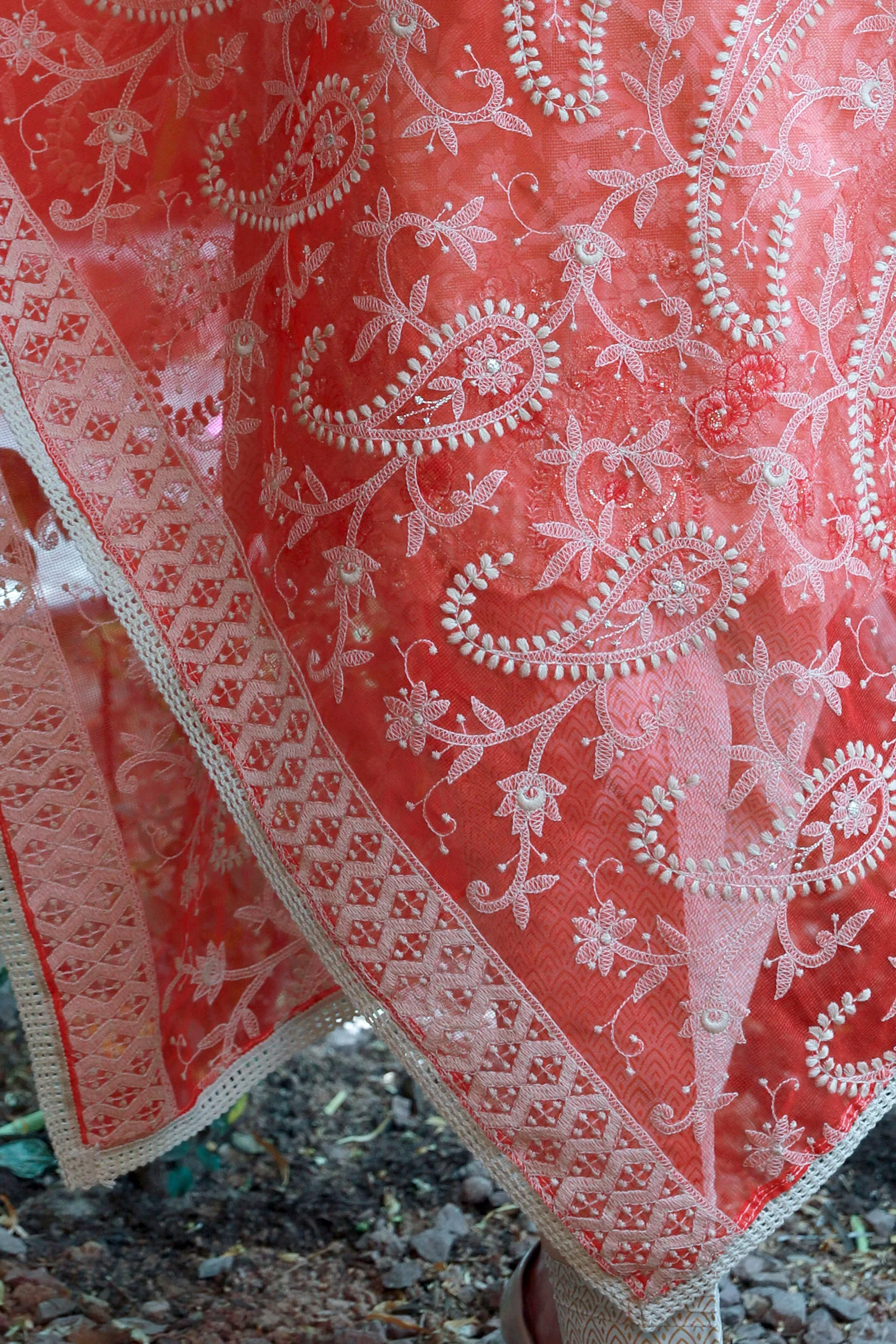 Pale Pink Cotton Salwar Kameez Suit with Floral Design