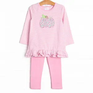 Pastel Patch Applique Legging Set, Pink