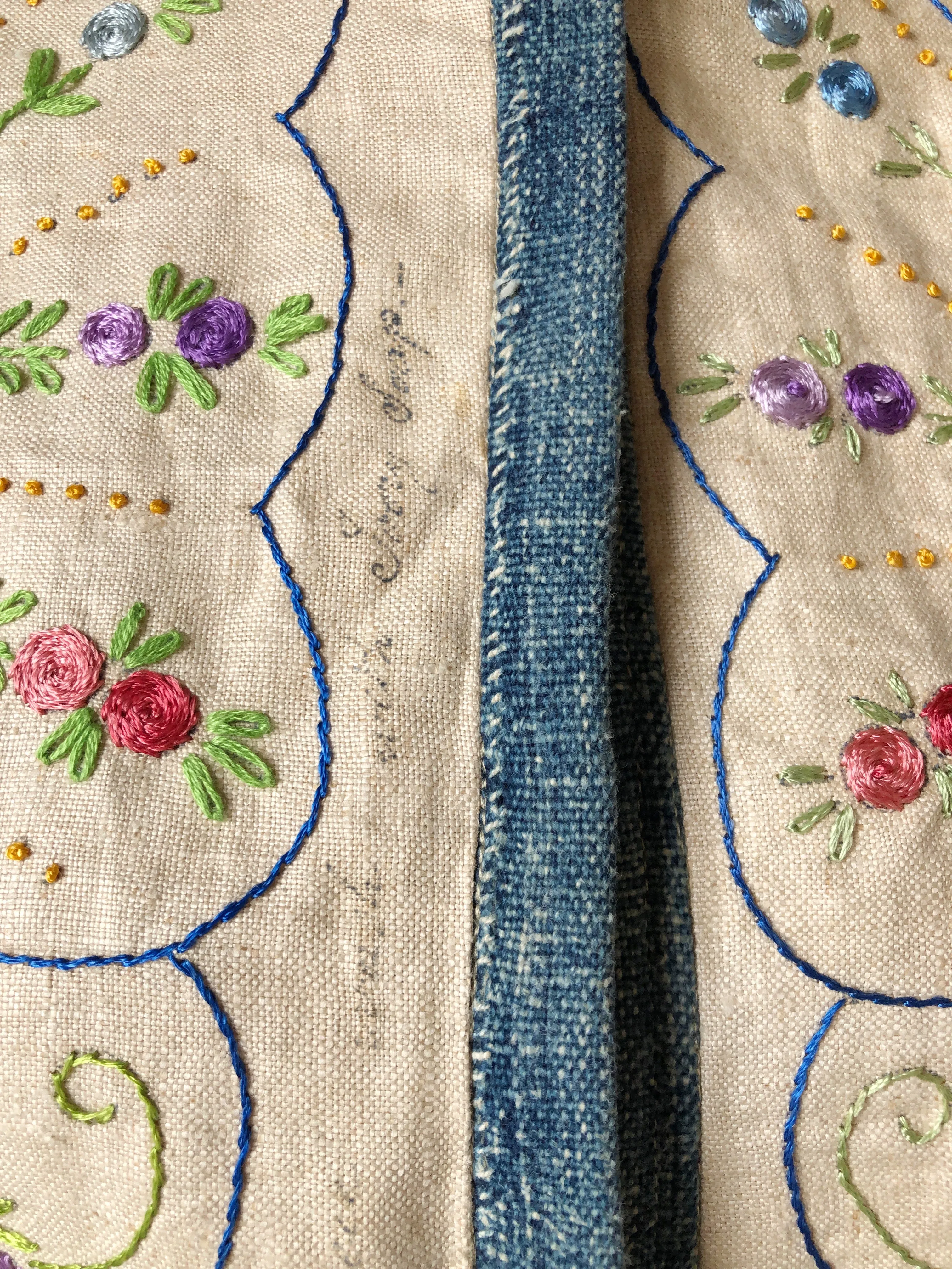 patched butterfly embroidery and African indigo cloth shirt jacket
