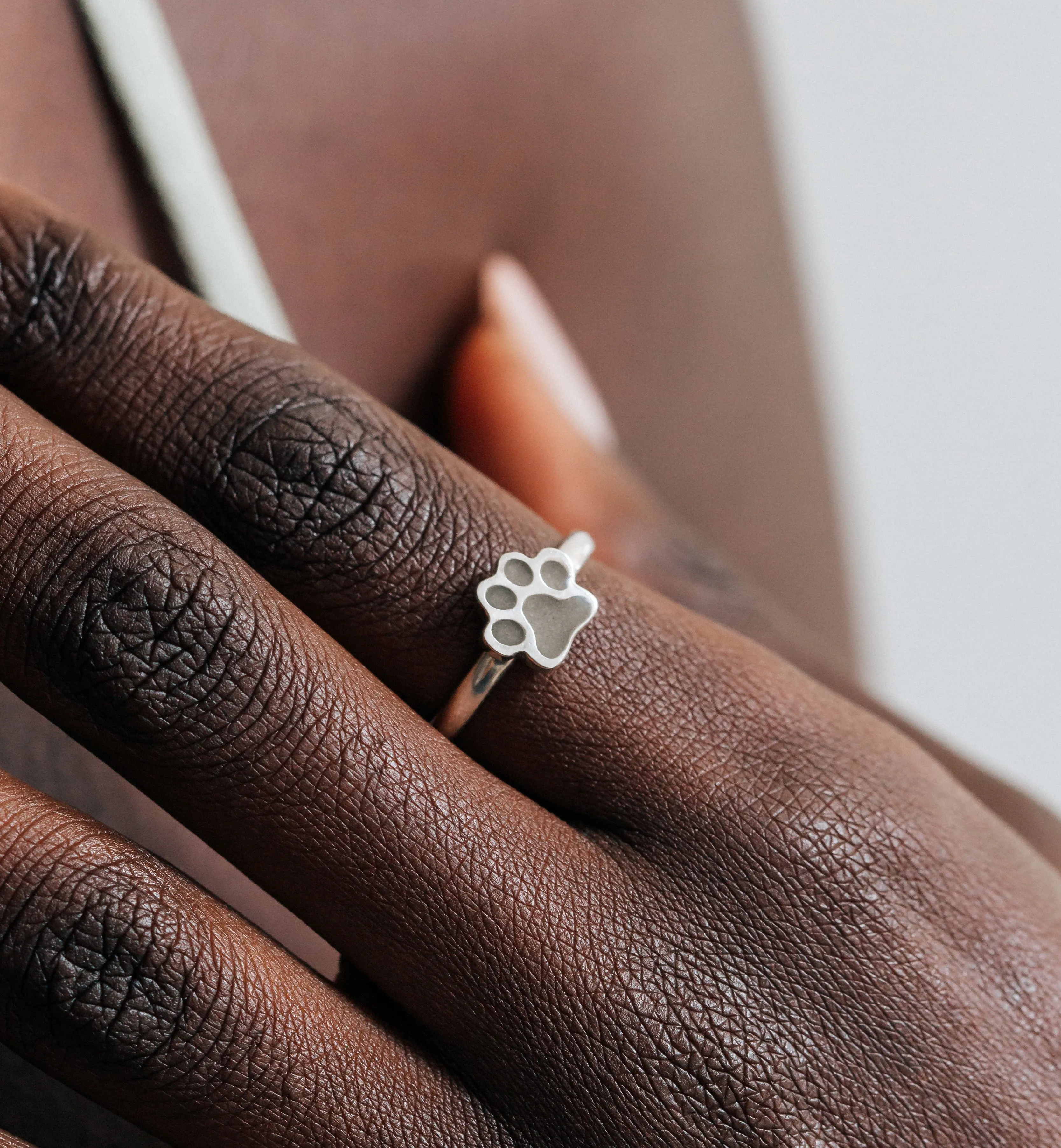 Paw Print Stacking Cremation Ring in Sterling Silver