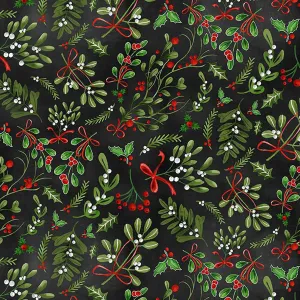 Peace, Joy & Love, Mistletoe & Berries in Black