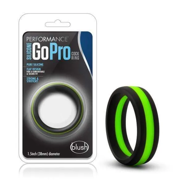 Performance Silicone Go Pro Cock Ring - Black & Green